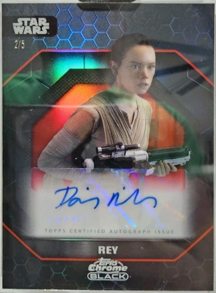 2024 Topps Chrome Autograph Daisy Ridley as Rey [Dathomir Red Refractor] #AU-DR card