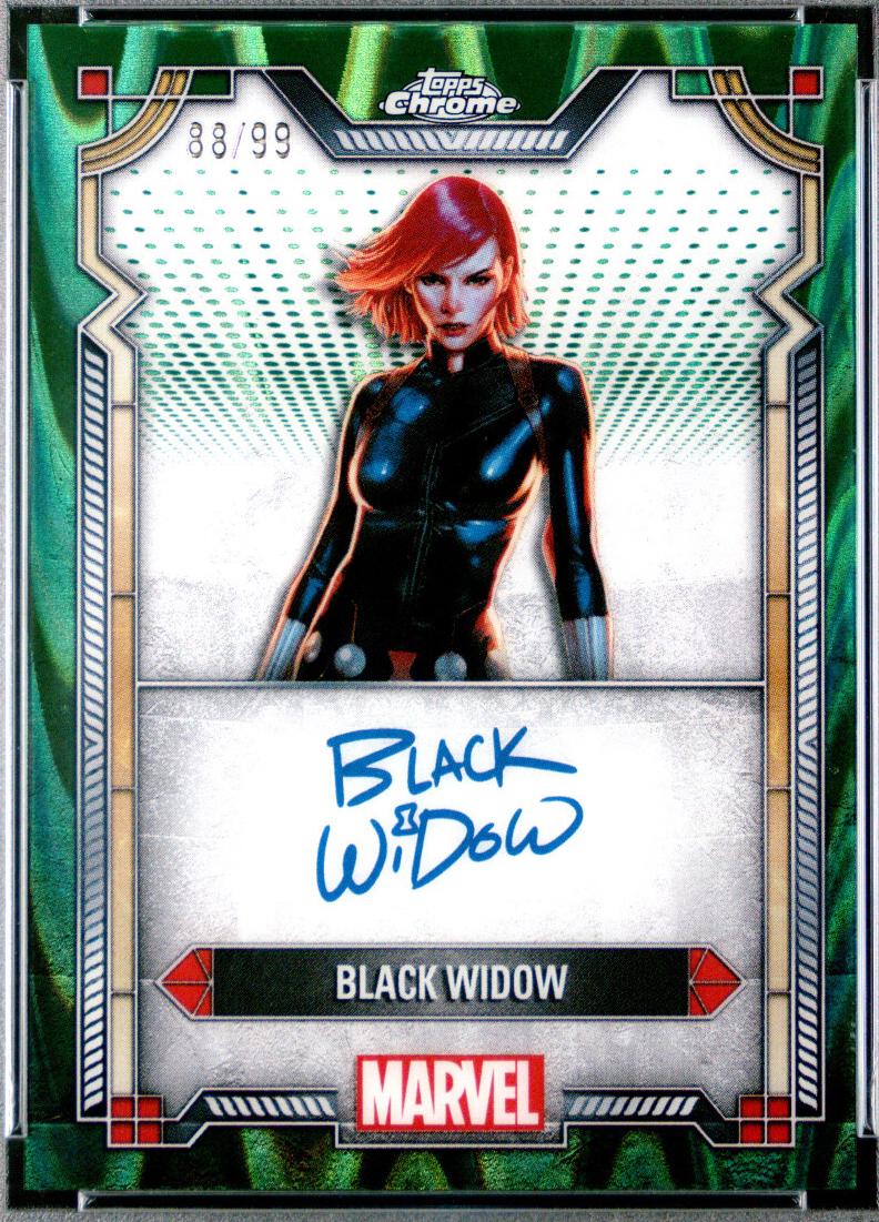 2024 Topps Chrome Character Autograph Black Widow [Black Wave] #MI-6 card