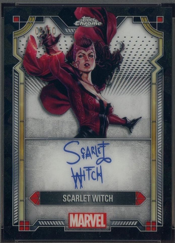 2024 Topps Chrome Character Autograph Scarlet Witch [Black Wave] #MI-4 card