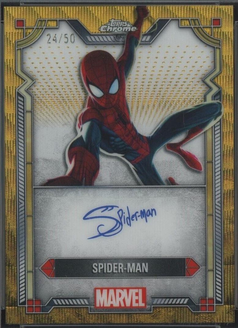 2024 Topps Chrome Character Autograph Spider-Man [Gold Wave] #MI-8 card