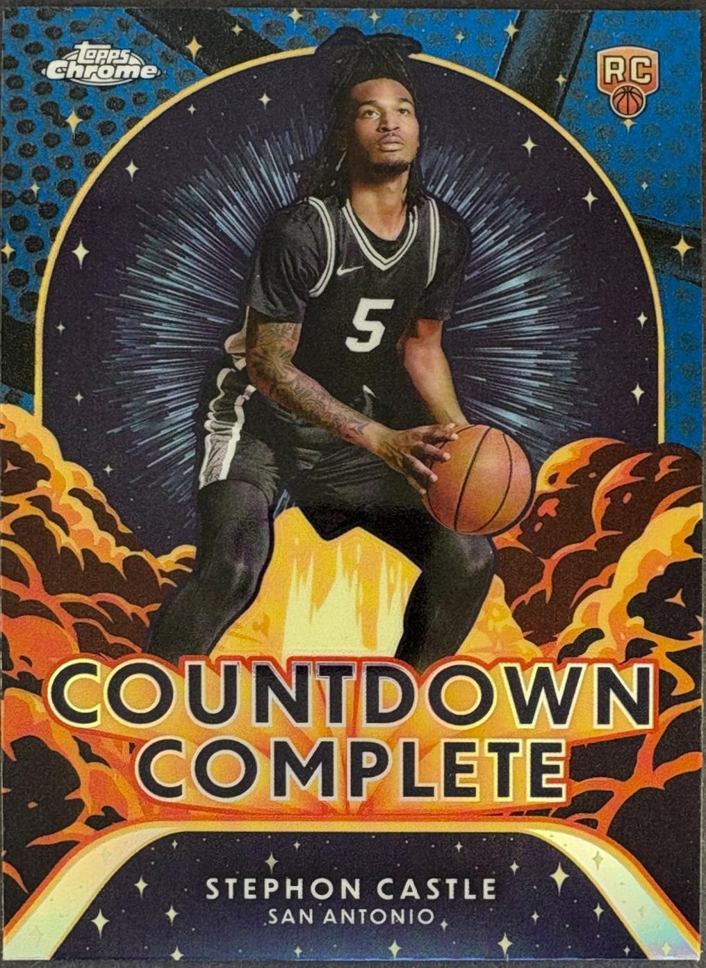 2024 Topps Chrome Countdown Complete Stephon Castle [Blue Basketball Refractor] #CC-13 card