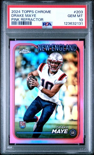 2024 Topps Chrome Drake Maye [Pink Refractor] #203 card