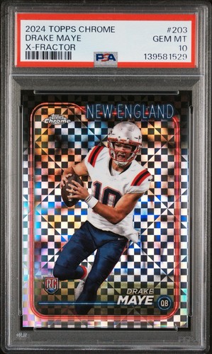 2024 Topps Chrome Drake Maye [X-Fractor] #203 card