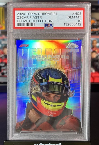2024 Topps Chrome Formula 1 Helmet Collection Oscar Piastri [Orange Refractor] #HC-8 card