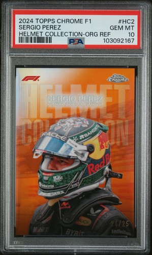 2024 Topps Chrome Formula 1 Helmet Collection Sergio Perez [Orange Refractor] #HC-2 card