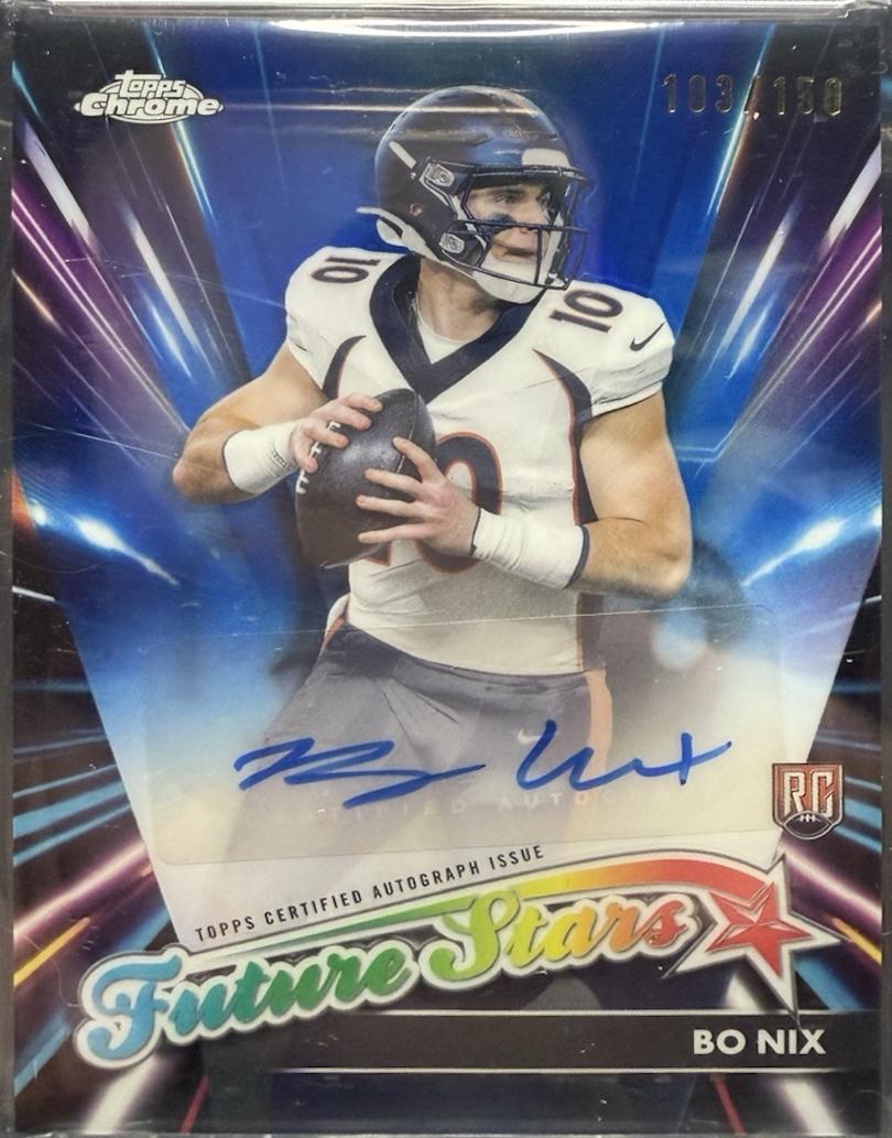 2024 Topps Chrome Future Stars Autograph Bo Nix [Blue Refractor] #FSA-BN card