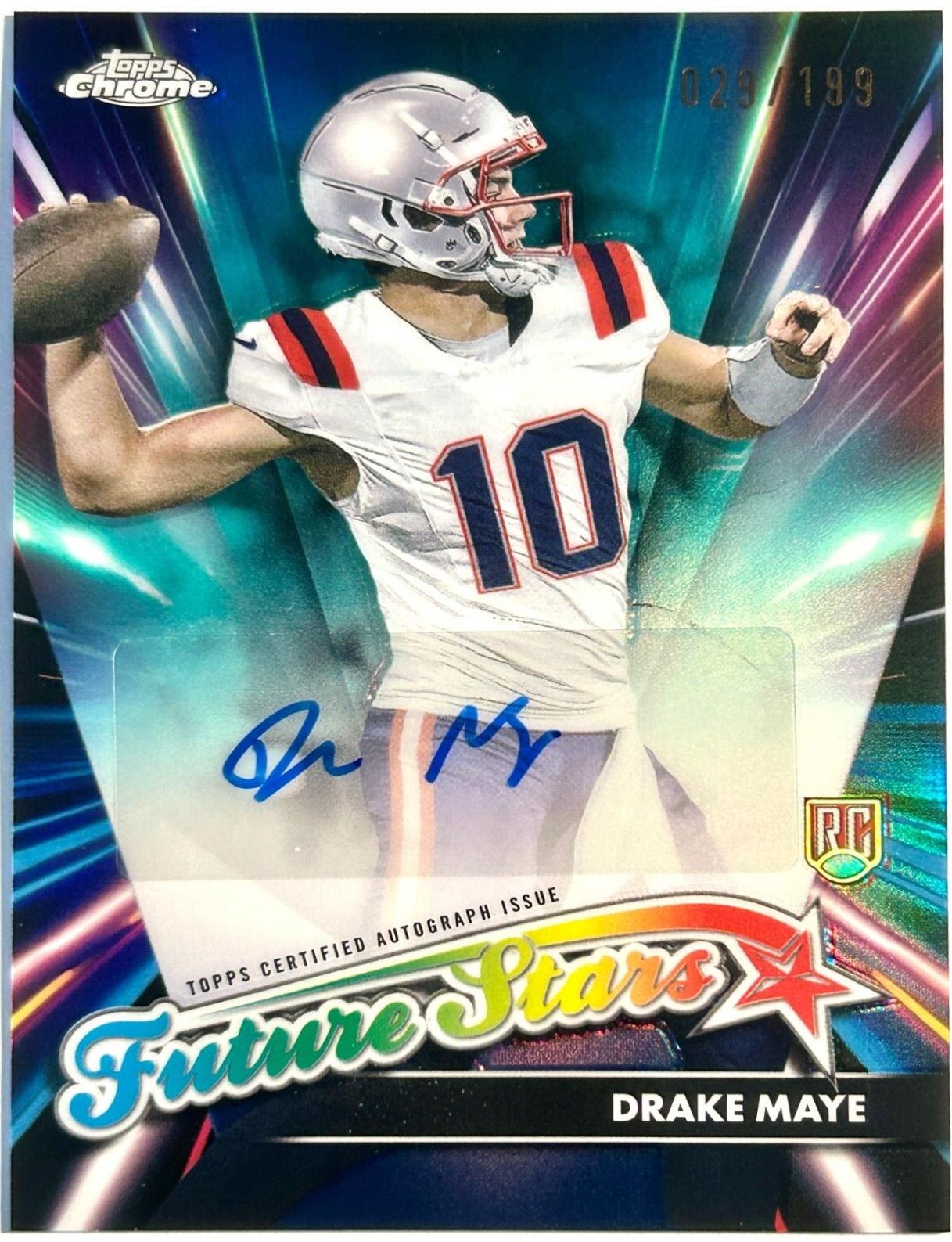 2024 Topps Chrome Future Stars Autograph Drake Maye [Aqua Refractor] #FSA-DM card