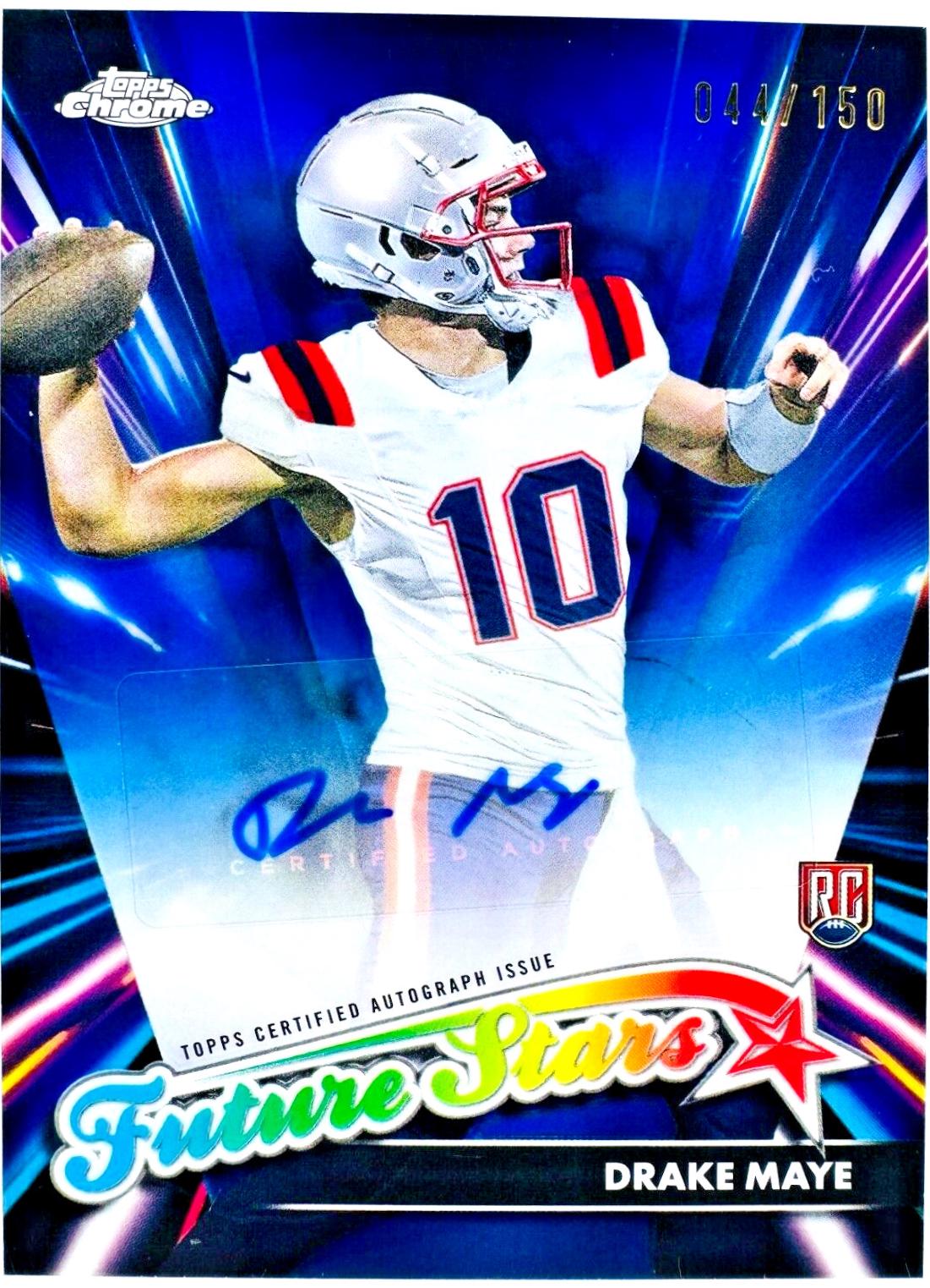 2024 Topps Chrome Future Stars Autograph Drake Maye [Blue Refractor] #FSA-DM card