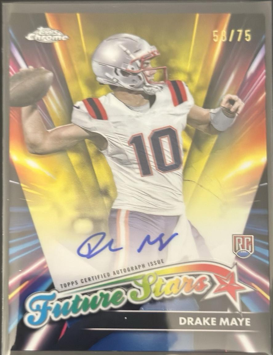 2024 Topps Chrome Future Stars Autograph Drake Maye [Yellow Refractor] #FSA-DM card