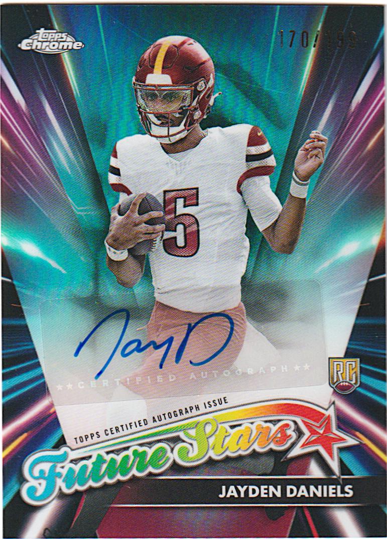 2024 Topps Chrome Future Stars Autograph Jayden Daniels [Aqua Refractor] #FSA-JD card