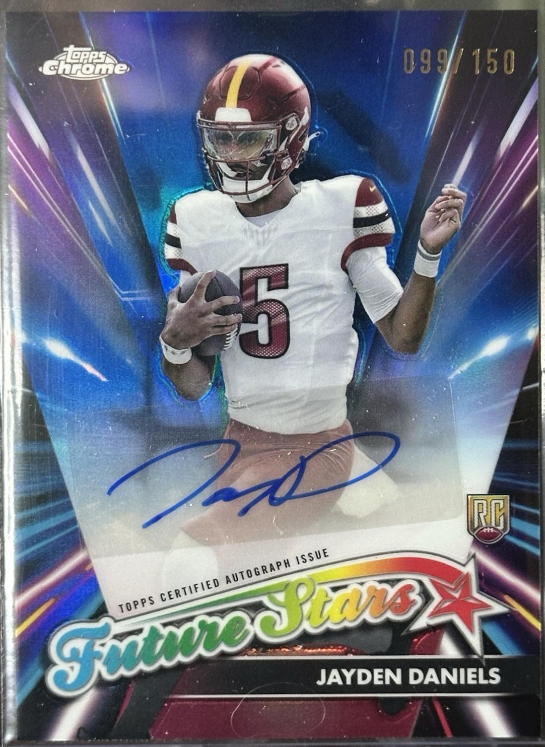 2024 Topps Chrome Future Stars Autograph Jayden Daniels [Blue Refractor] #FSA-JD card