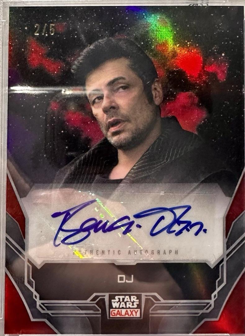 2024 Topps Chrome Galaxy Autograph Benicio Del Toro as DJ [Red Refractor] #A-BD card