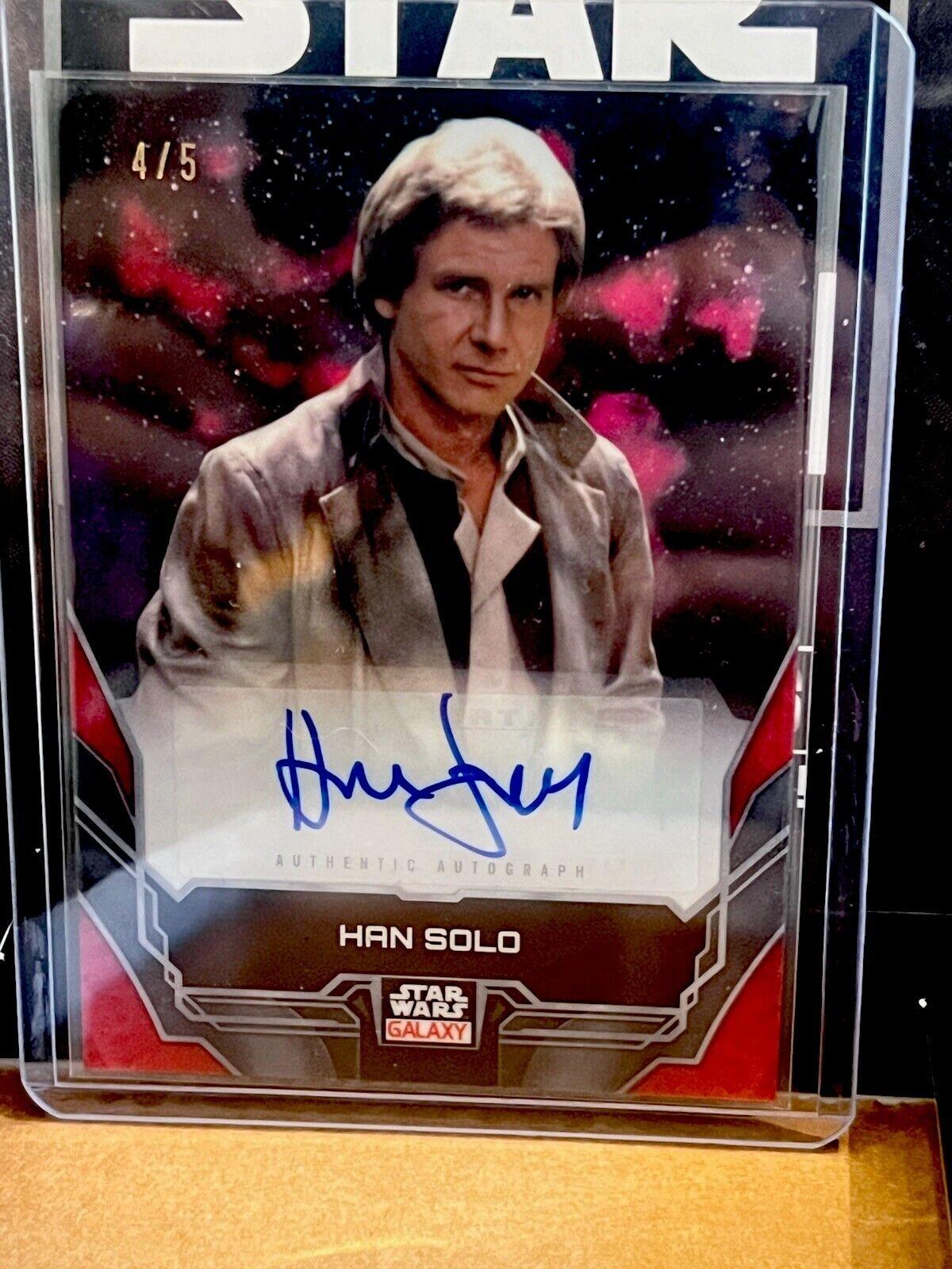 2024 Topps Chrome Galaxy Autograph Harrison Ford as Han Solo [Red Refractor] #A-HF card