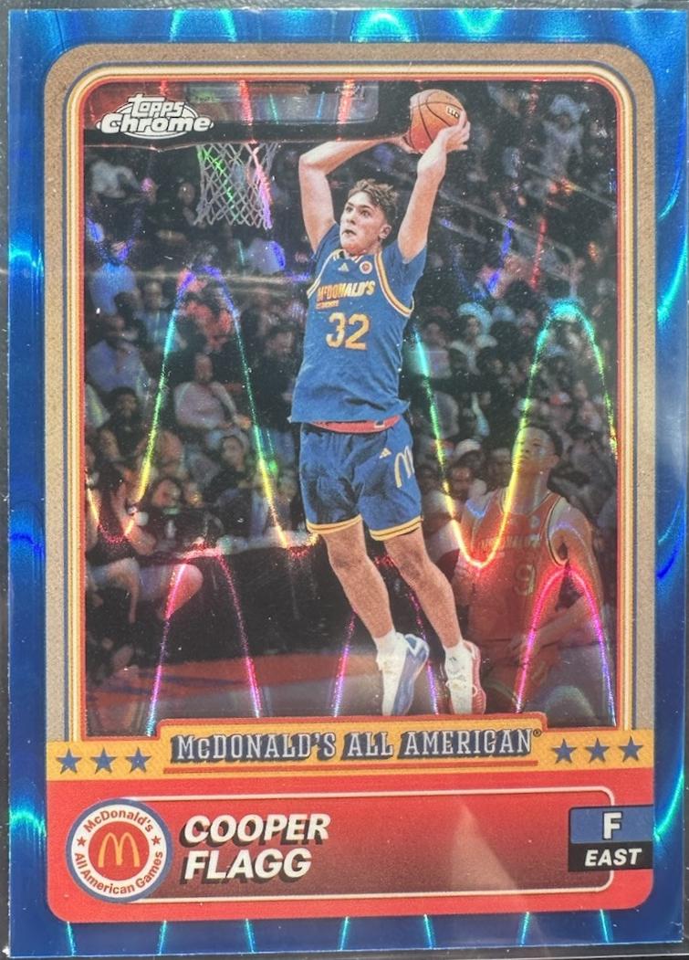 2024 Topps Chrome McDonald’s All American Cooper Flagg [Blue RayWave Refractor] #28 card