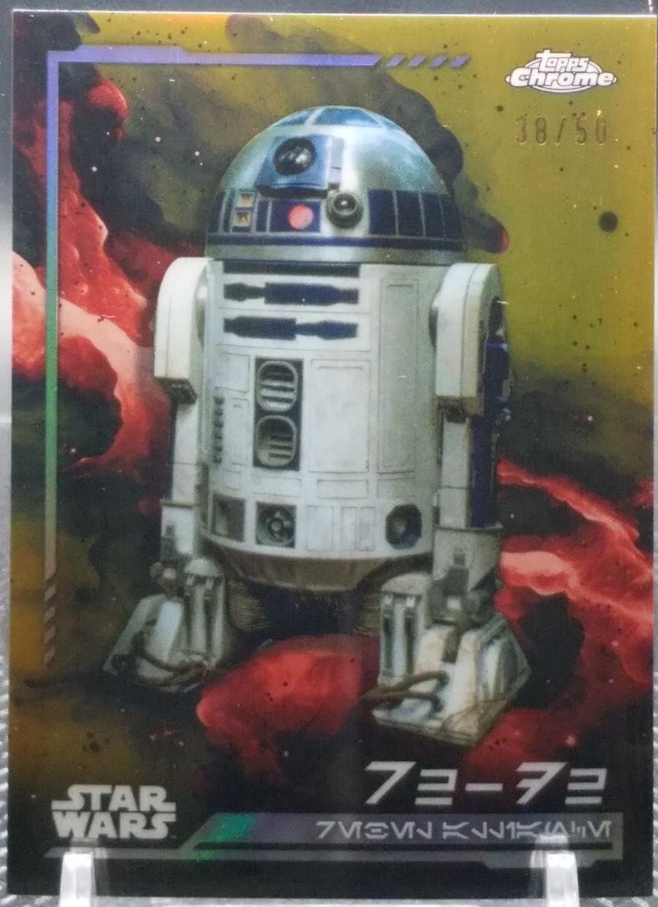 2024 Topps Chrome R2-D2 [Gold Refractor Aurebesh Variation] #AV-108 card