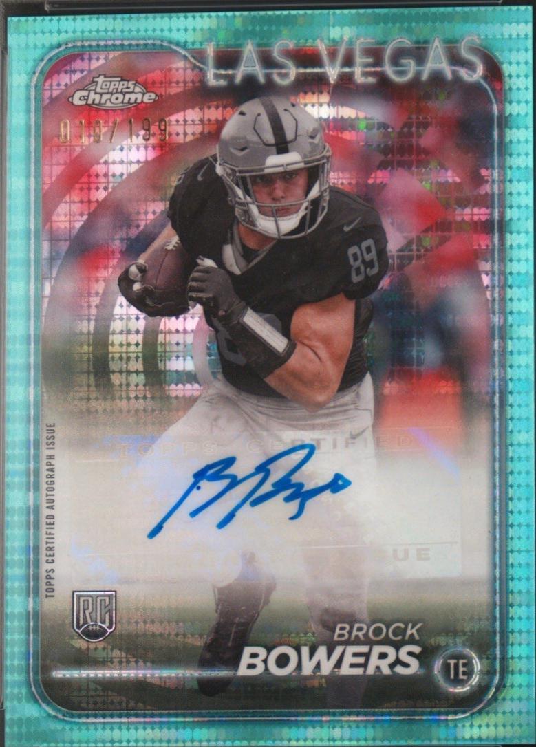 2024 Topps Chrome Rookie Autograph Brock Bowers [Aqua Sonar] #RA-BBO card
