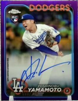2024 Topps Chrome Rookie Autograph Yoshinobu Yamamoto [Purple Refractor] #RA-YY card