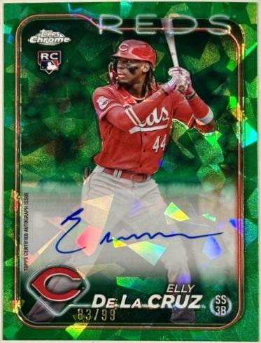 2024 Topps Chrome Sapphire Update Autograph Elly De La Cruz [Green] #USA-ED card