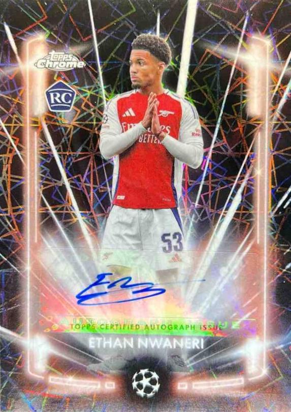 2024 Topps Chrome UEFA Black Lazer Autograph Ethan Nwaneri #BLA-EN card