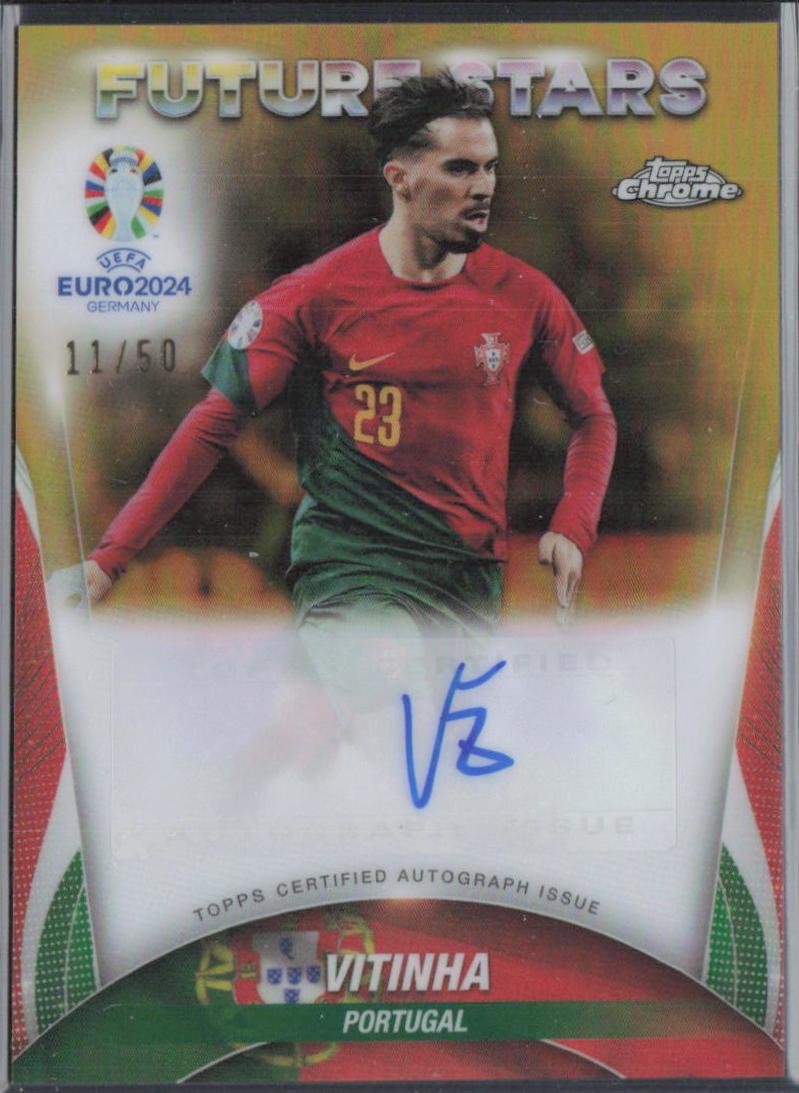 2024 Topps Chrome UEFA Euro Future Stars Autograph Vitinha [Gold Refractor] #FSA-V card