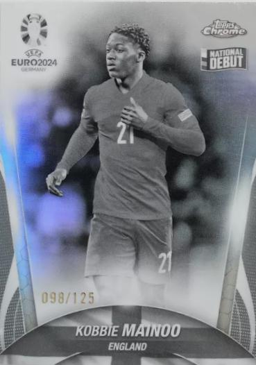 2024 Topps Chrome UEFA Euro Kobbie Mainoo [Black White Refractor] #123 card
