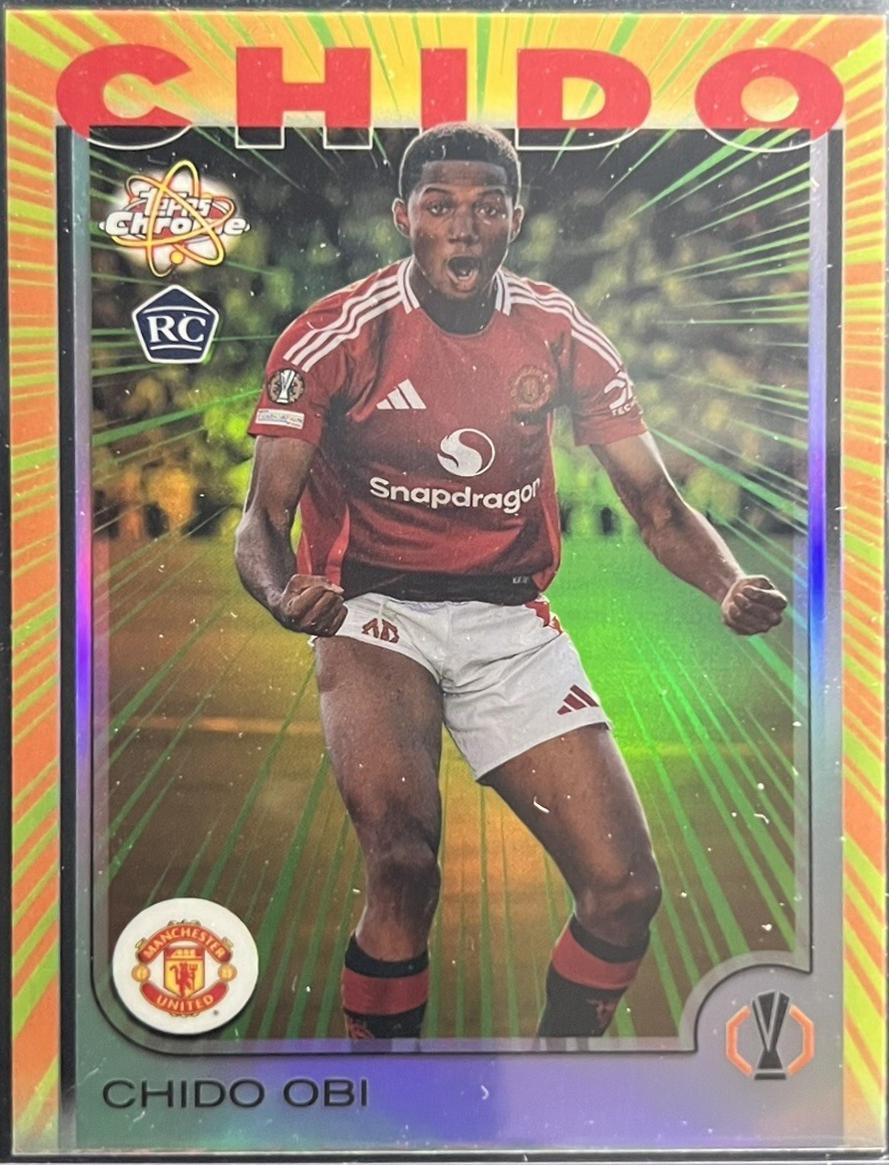 2024 Topps Chrome UEFA Radiating Rookie Chido Obi #RR-1 card