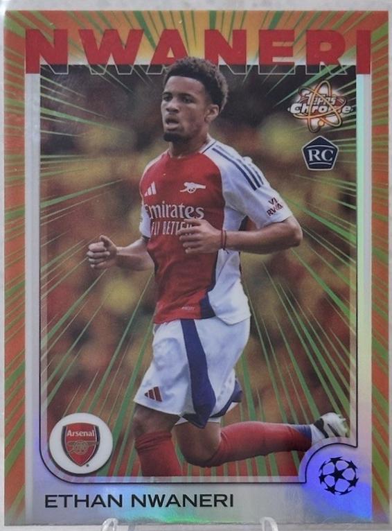 2024 Topps Chrome UEFA Radiating Rookie Ethan Nwaneri #RR-7 card