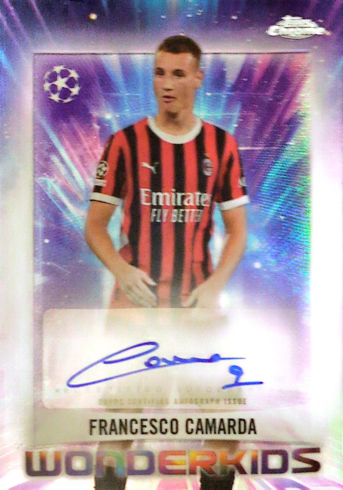 2024 Topps Chrome UEFA Wonderkids Autograph Francesco Camarda #WKA-FC card