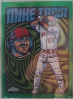 2024 Topps Chrome Ultraviolet All-Stars Mike Trout [Green Refractor] #UV-3 card