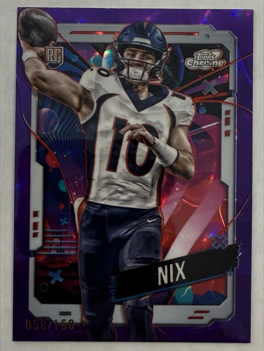 2024 Topps Cosmic Chrome Bo Nix [Purple Nebula Refractor] #127 card
