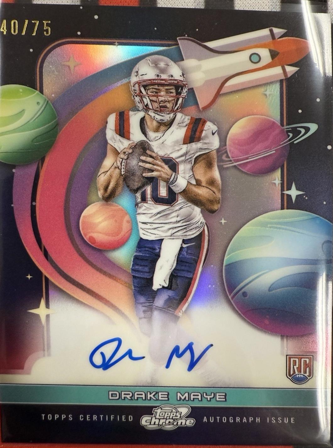2024 Topps Cosmic Chrome First Flight Signature Drake Maye #FFS-DM card