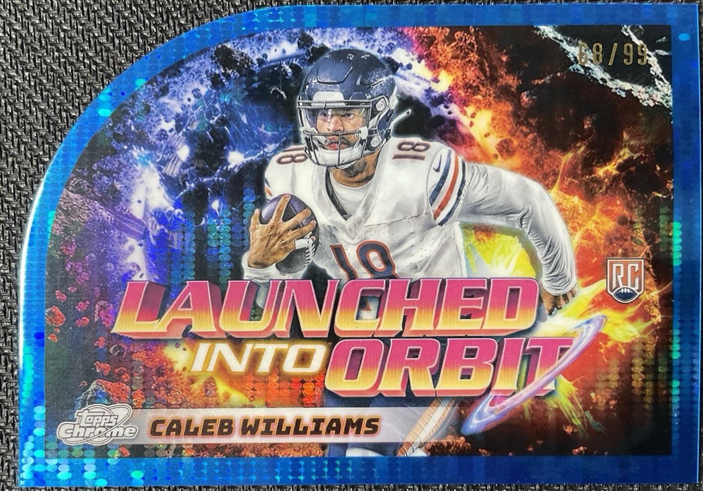 2024 Topps Cosmic Chrome Launched Into Orbit Caleb Williams [Blue Moon Refractor] #LIO-5 card
