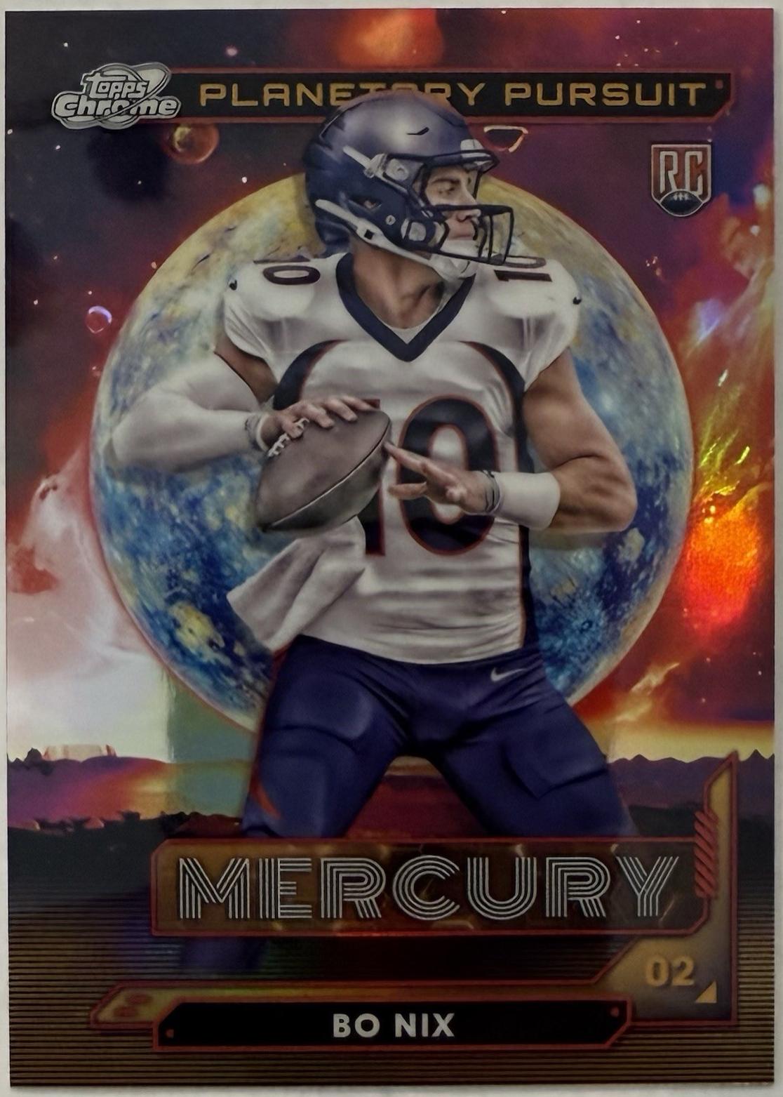 2024 Topps Cosmic Chrome Planetary Pursuit Bo Nix [Mercury] #PPM-BN card