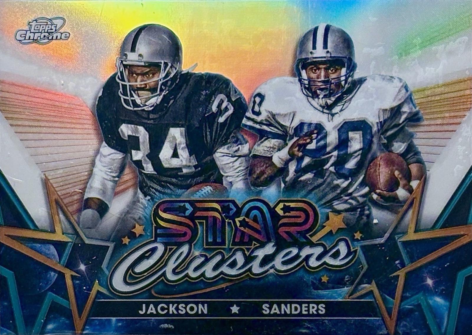 2024 Topps Cosmic Chrome Star Clusters Barry Sanders / Bo Jackson #SCL-15 card