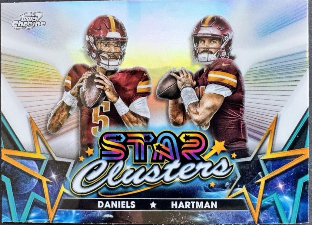 2024 Topps Cosmic Chrome Star Clusters Jayden Daniels / Sam Hartman #SCL-8 card