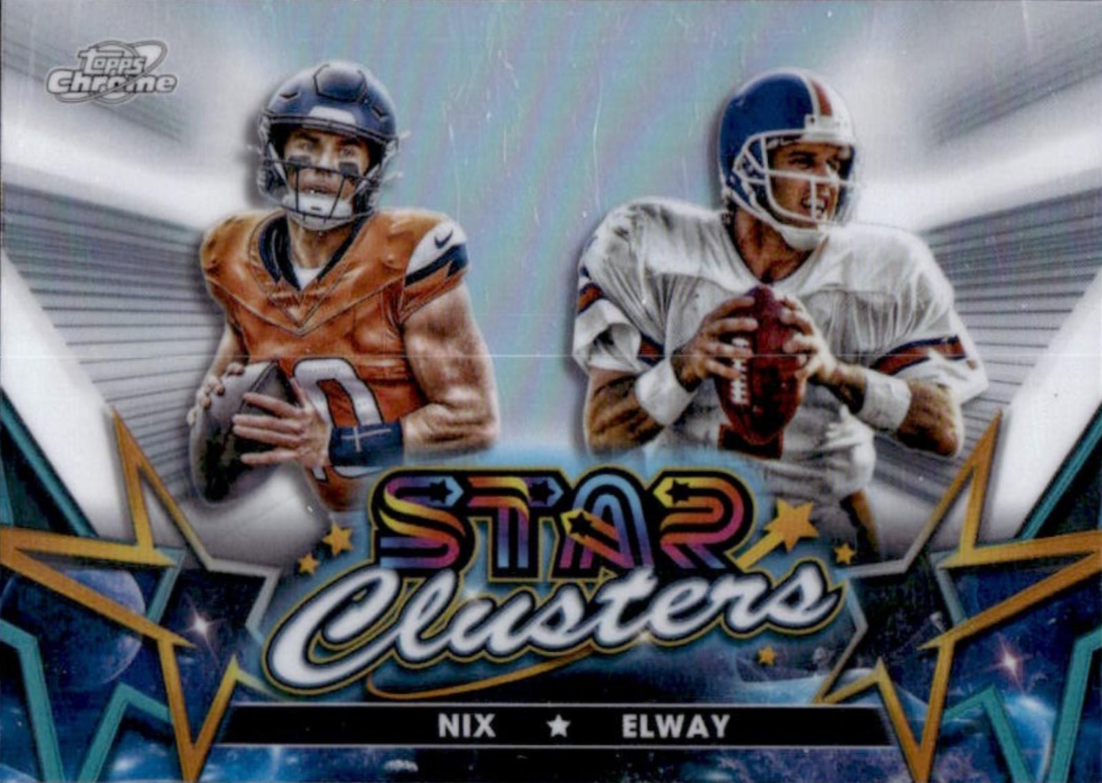 2024 Topps Cosmic Chrome Star Clusters John Elway / Bo Nix #SCL-13 card