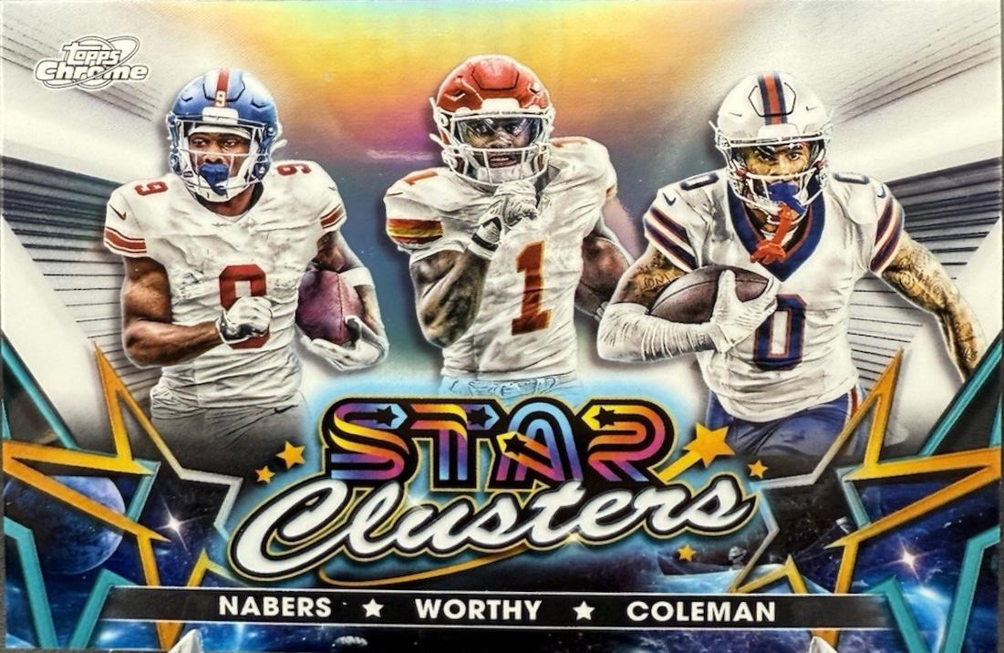 2024 Topps Cosmic Chrome Star Clusters Keon Coleman / Malik Nabers / Xavier Worthy #SCL-6 card