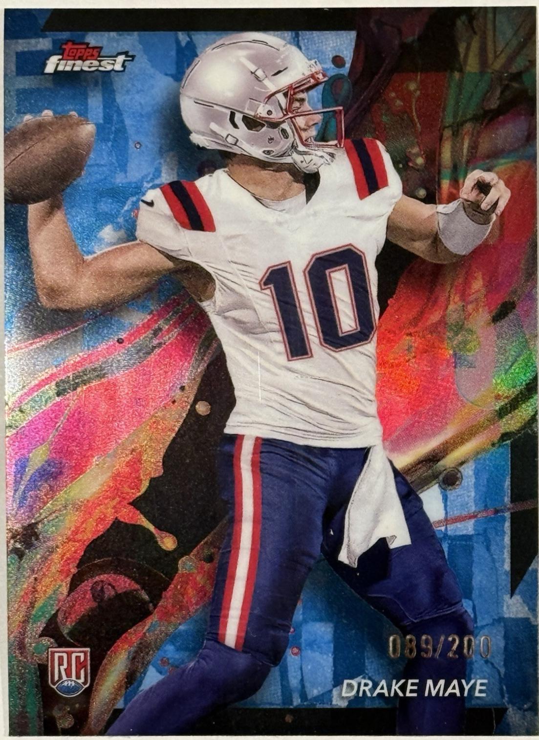 2024 Topps Finest Drake Maye [Blue Refractor] #62 card