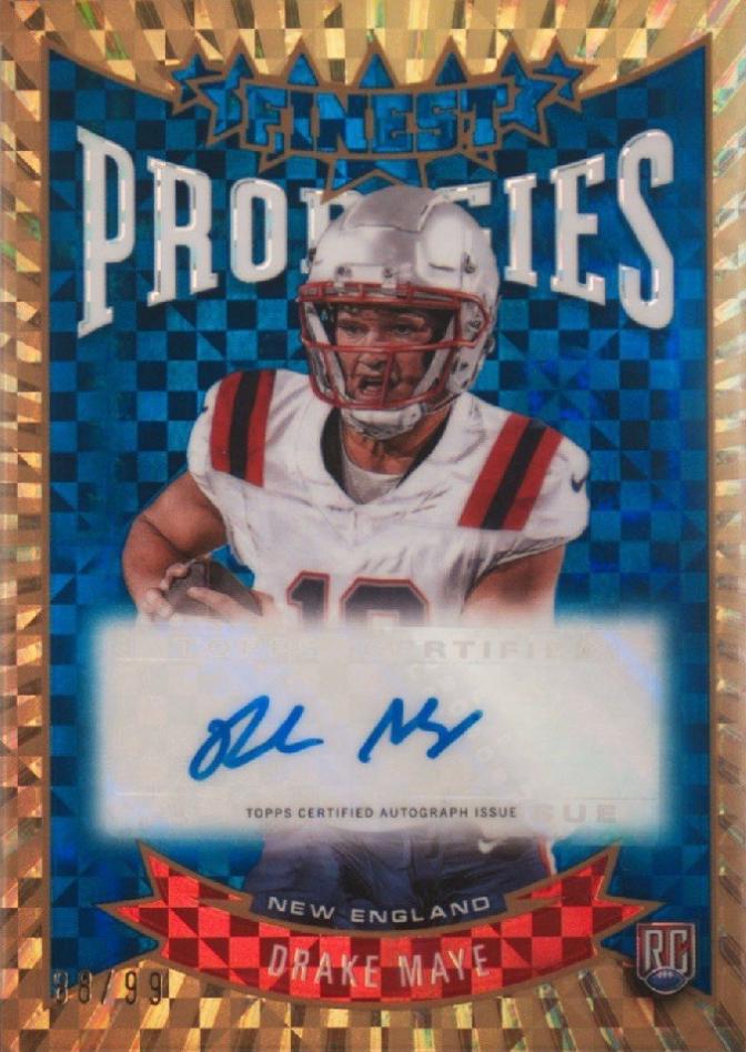 2024 Topps Finest Prodigies Autograph Drake Maye [Blue Checkerboard Refractor] #P-DM card