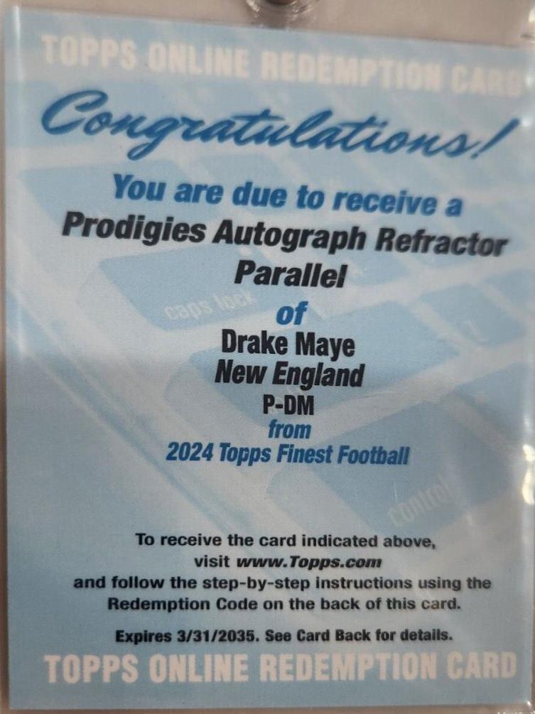 2024 Topps Finest Prodigies Autograph Drake Maye [Refractor] #P-DM card
