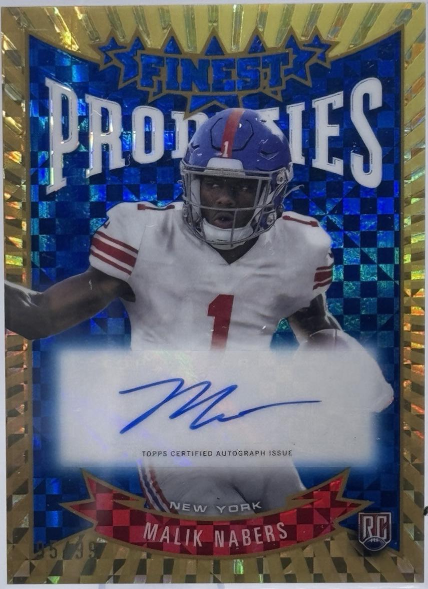 2024 Topps Finest Prodigies Autograph Malik Nabers [Blue Checkerboard Refractor] #P-MN card