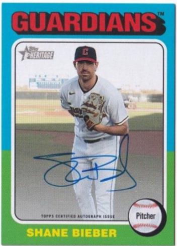 2024 Topps Heritage Real One Autograph Shane Bieber #ROA-SB card