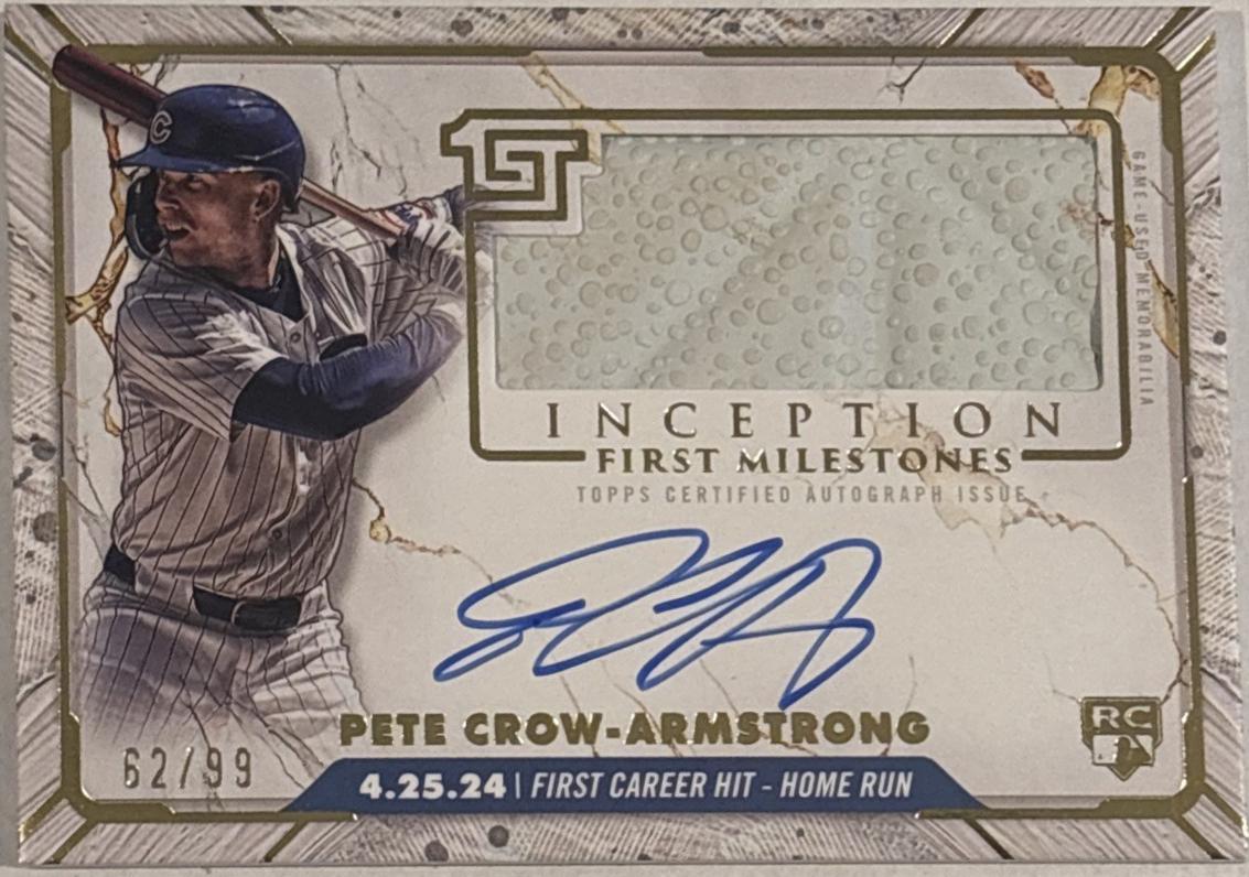 2024 Topps Inception MLB First Milestones Autograph Relic Pete Crow-Armstrong #FMAR-PC card