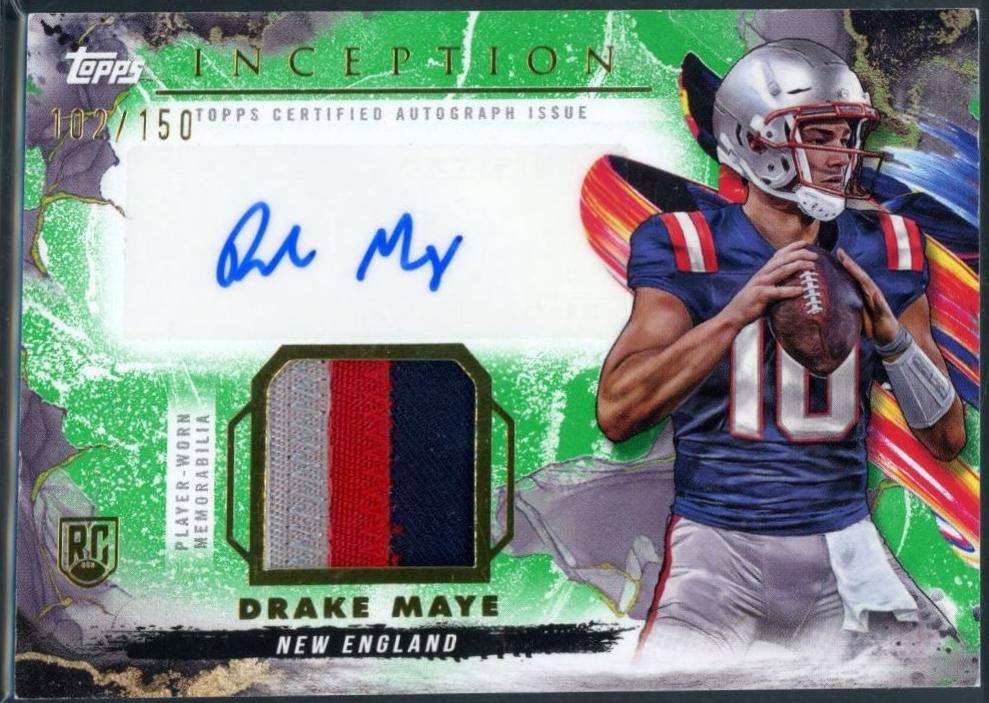 2024 Topps Inception Provenance Patch Autograph Drake Maye [Green] #PPA-DM card