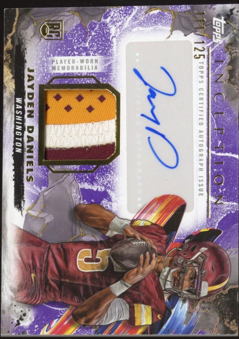 2024 Topps Inception Provenance Patch Autograph Jayden Daniels [Purple] #PPA-JD card