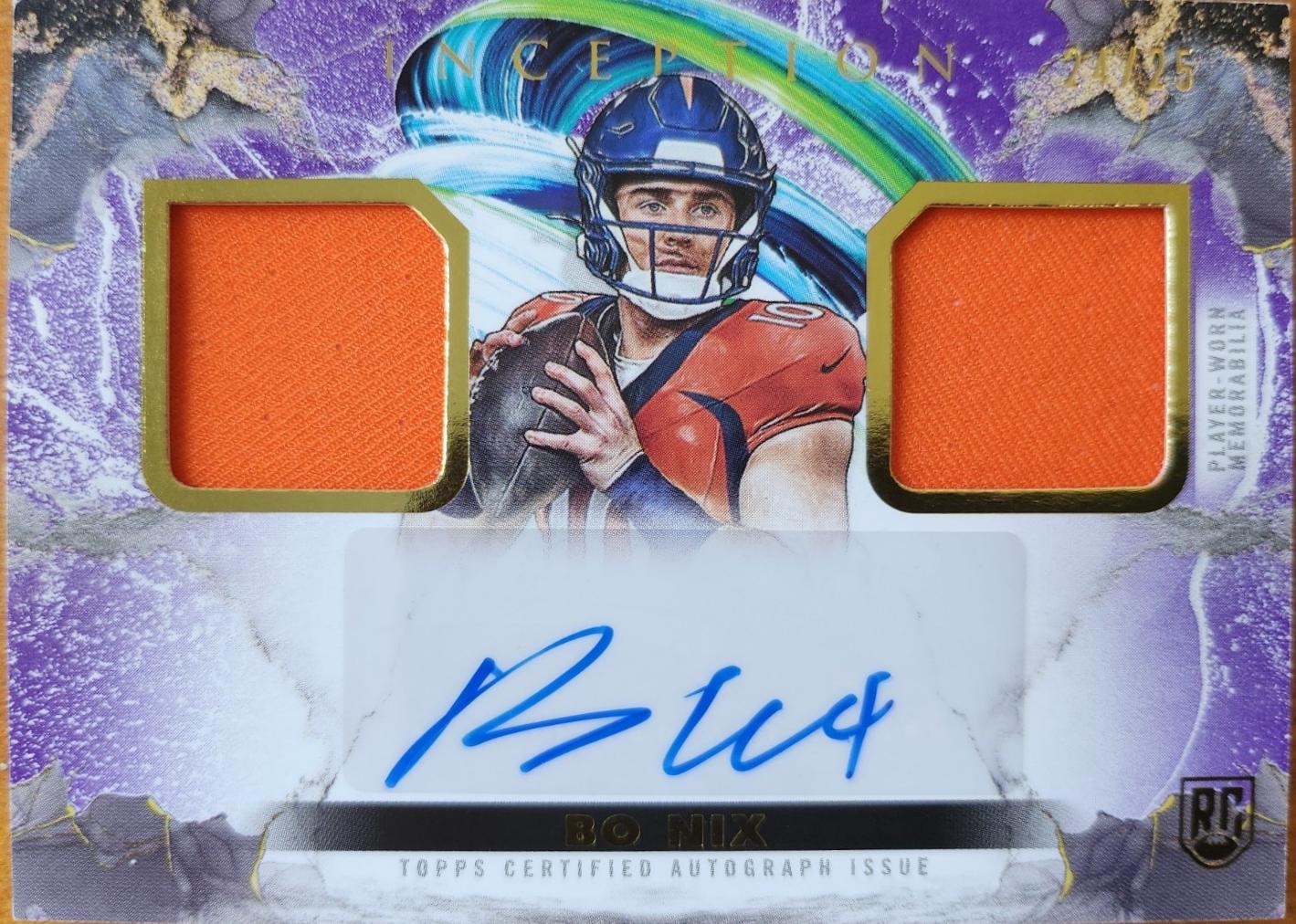 2024 Topps Inception Rookie Autograph Bo Nix [Gold] #RA-BN card
