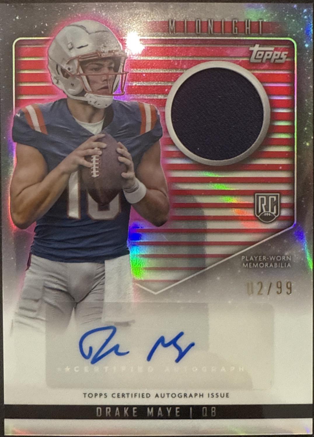 2024 Topps Midnight Rookie Jersey Autograph Drake Maye #RJA-DM card