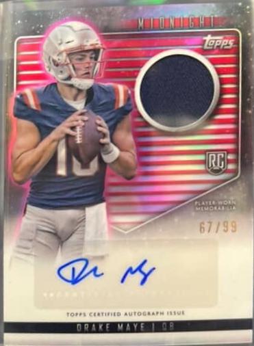 2024 Topps Midnight Rookie Jersey Autograph Drake Maye [Twilight] #RJA-DM card