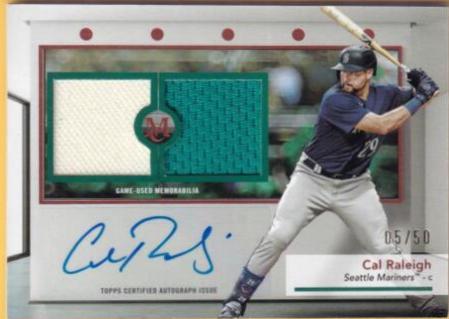 2024 Topps Museum Collection Dual Relic Autograph Cal Raleigh #SWDRA-CR card
