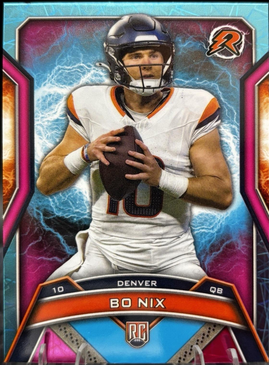 2024 Topps Resurgence Bo Nix [Sky Blue Pink Shock] #125 card